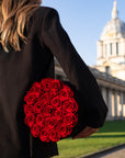 Large Black Round Suede Rose Box