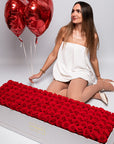 140 Roses in an Elegant White Rose Box