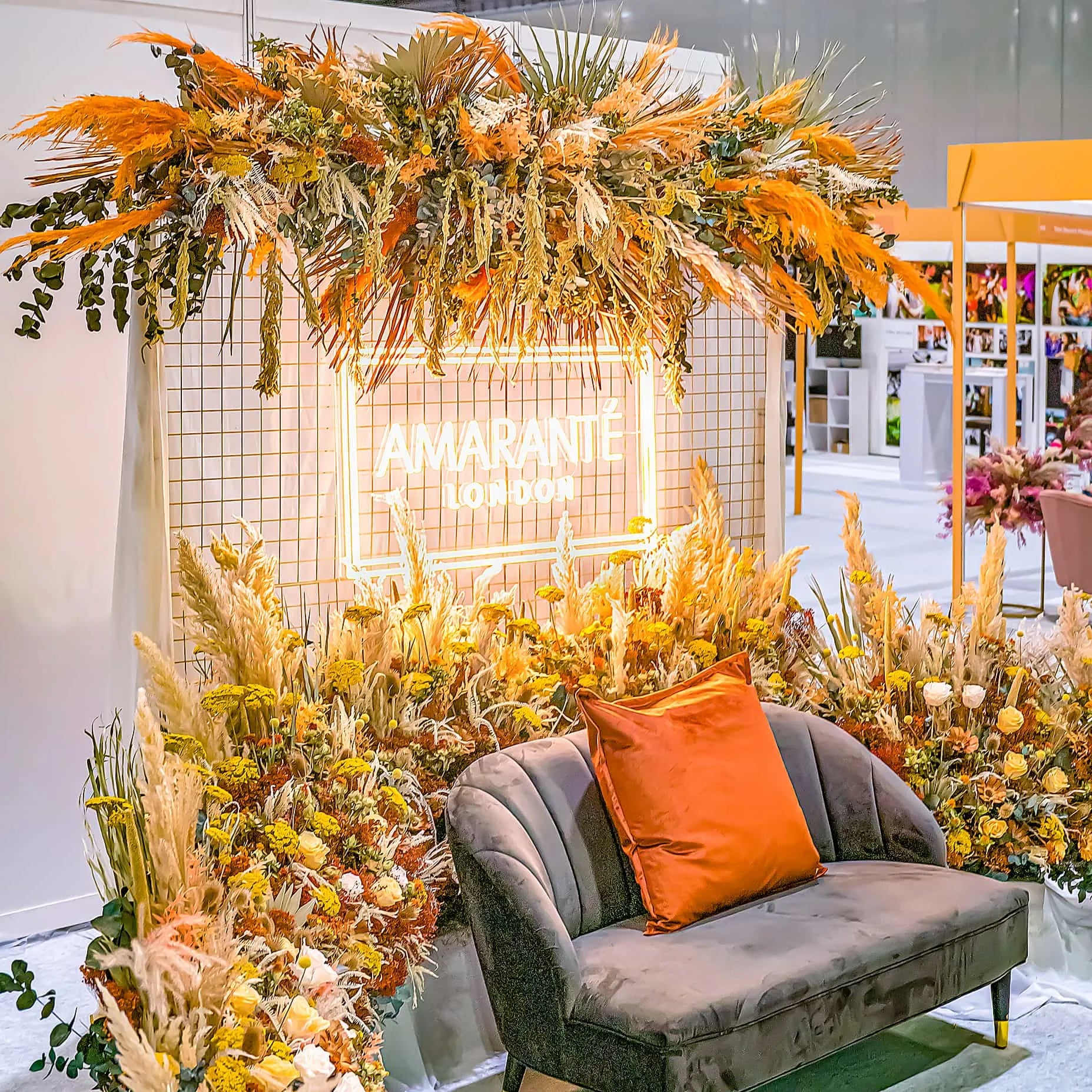 Event florist Amaranté London decked out the Excel Centre with sustainable wedding installations and arrangements for the National Wedding Show