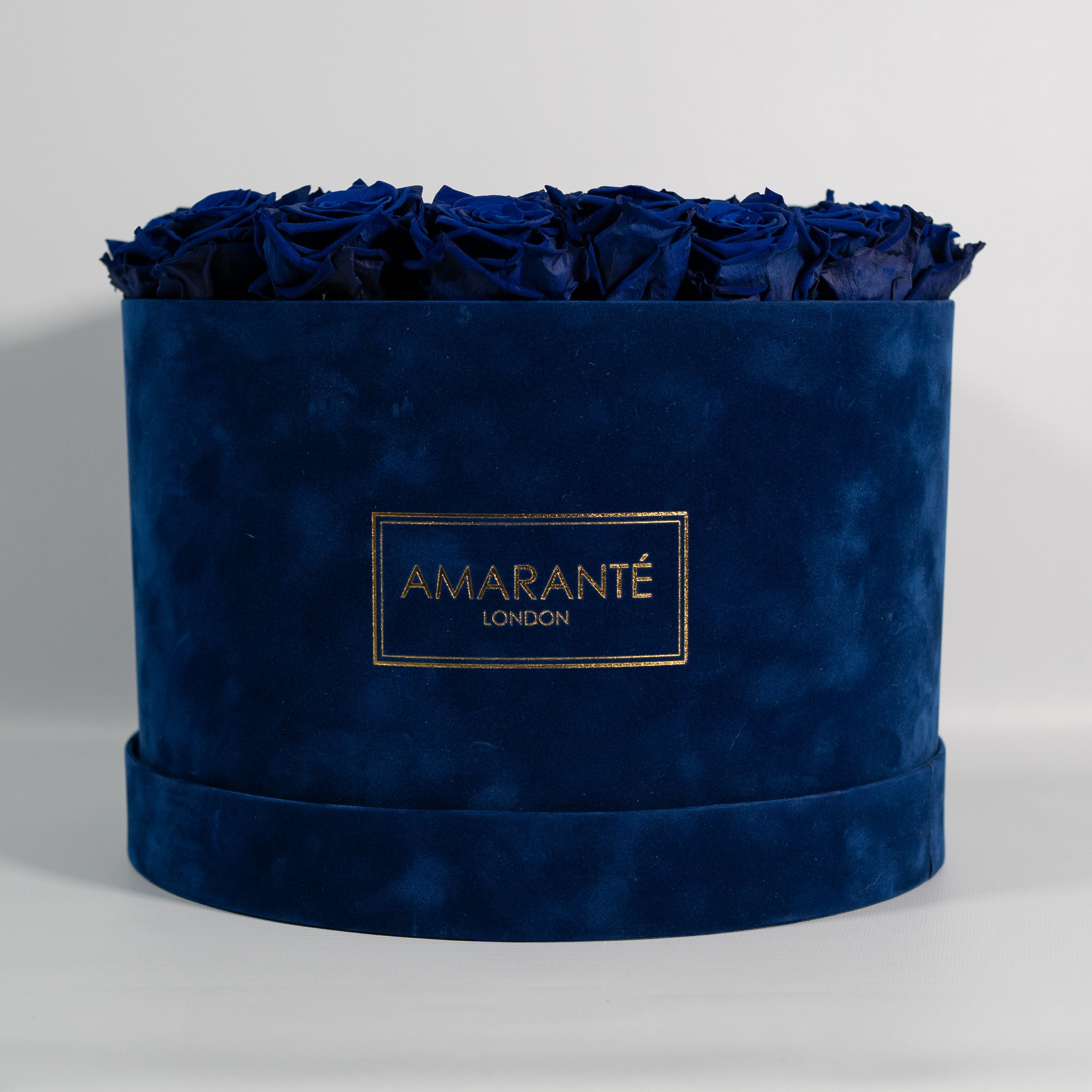 Extra Large Royal Blue Round Suede Rose Box